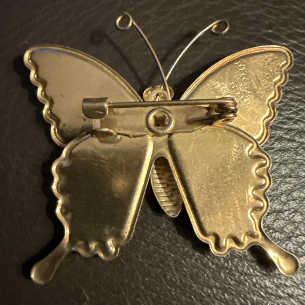 Vintage Colorful Butterfly Broach Pin-Signed Terpur Taiwan-1.5